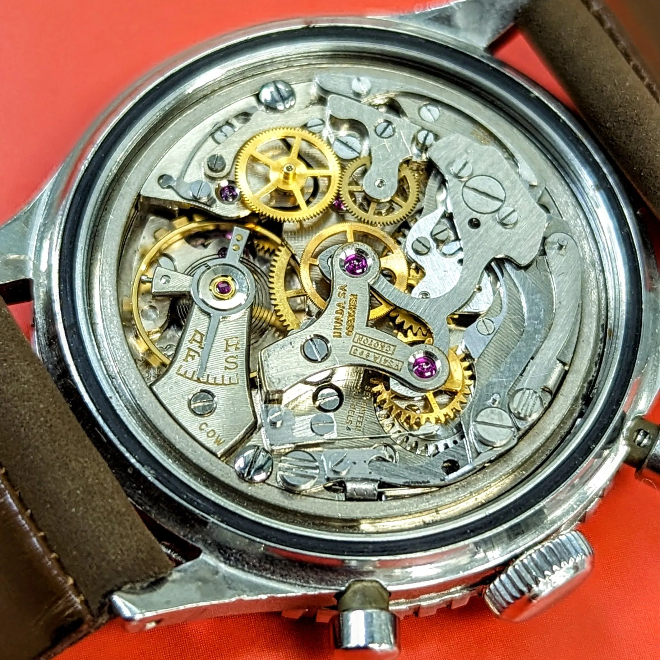 1961 CROTON Nivada Grenchen Chronograph Aviator Sea Diver Watch Venus 210 Chronomaster Wristwatch