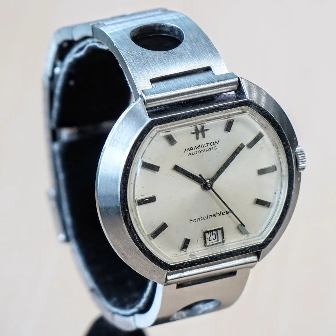 1968 HAMILTON Fontainebleau Watch 64047-3 Automatic Wristwatch Date Indicator ALL S.S. Swiss Made