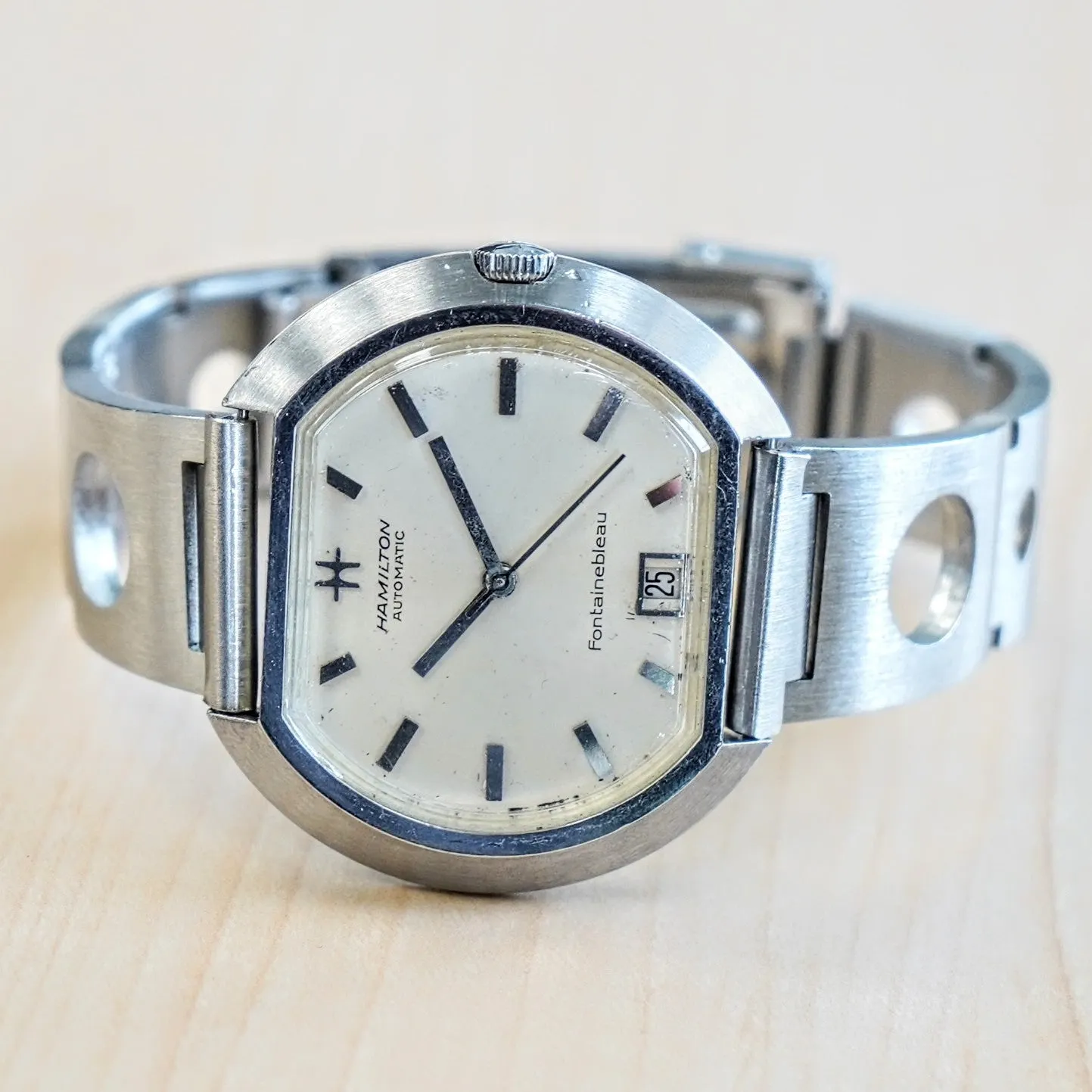 1968 HAMILTON Fontainebleau Watch 64047-3 Automatic Wristwatch Date Indicator ALL S.S. Swiss Made