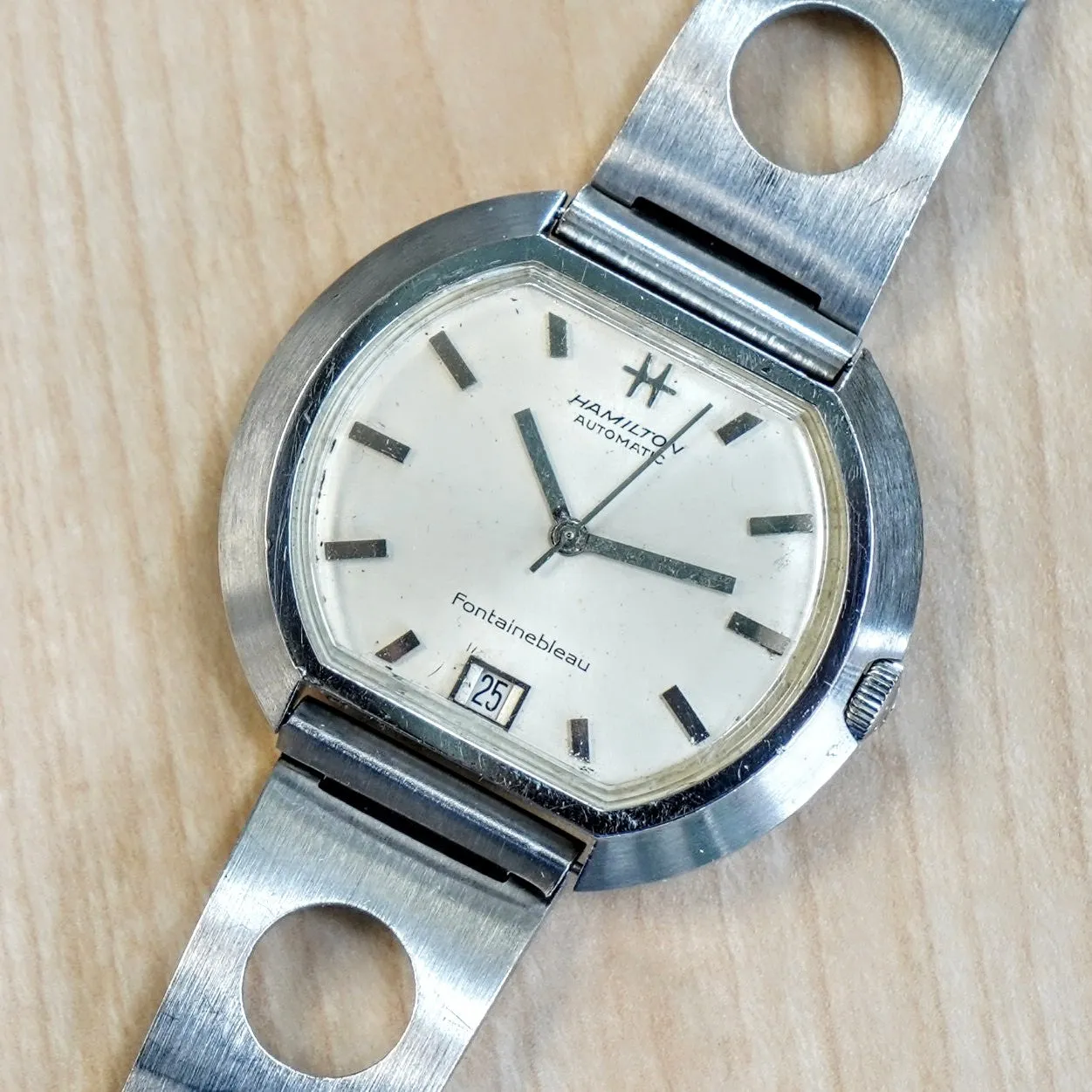 1968 HAMILTON Fontainebleau Watch 64047-3 Automatic Wristwatch Date Indicator ALL S.S. Swiss Made