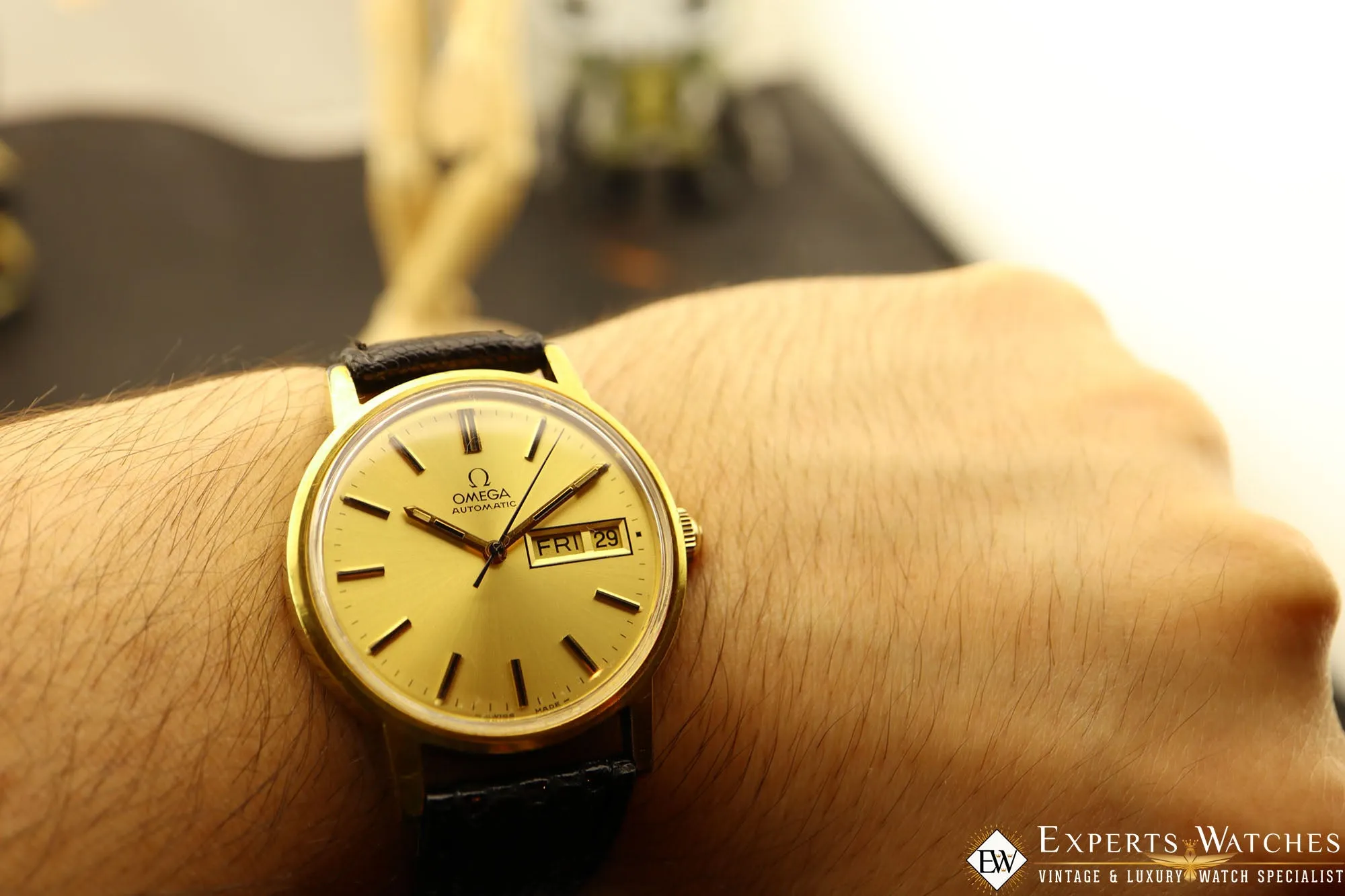 1972 Serviced Vintage Omega Automatic 166.0117 Day Date Watch Gold Dodge Award