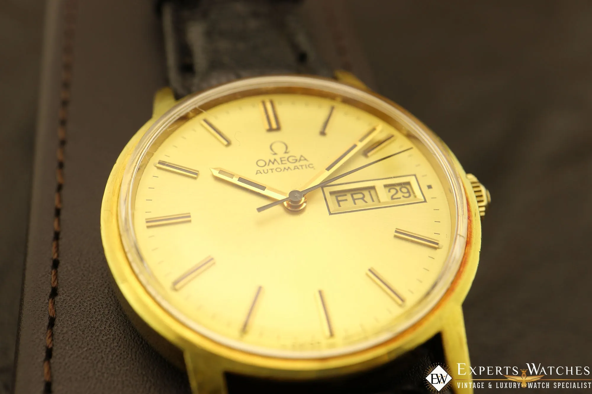 1972 Serviced Vintage Omega Automatic 166.0117 Day Date Watch Gold Dodge Award