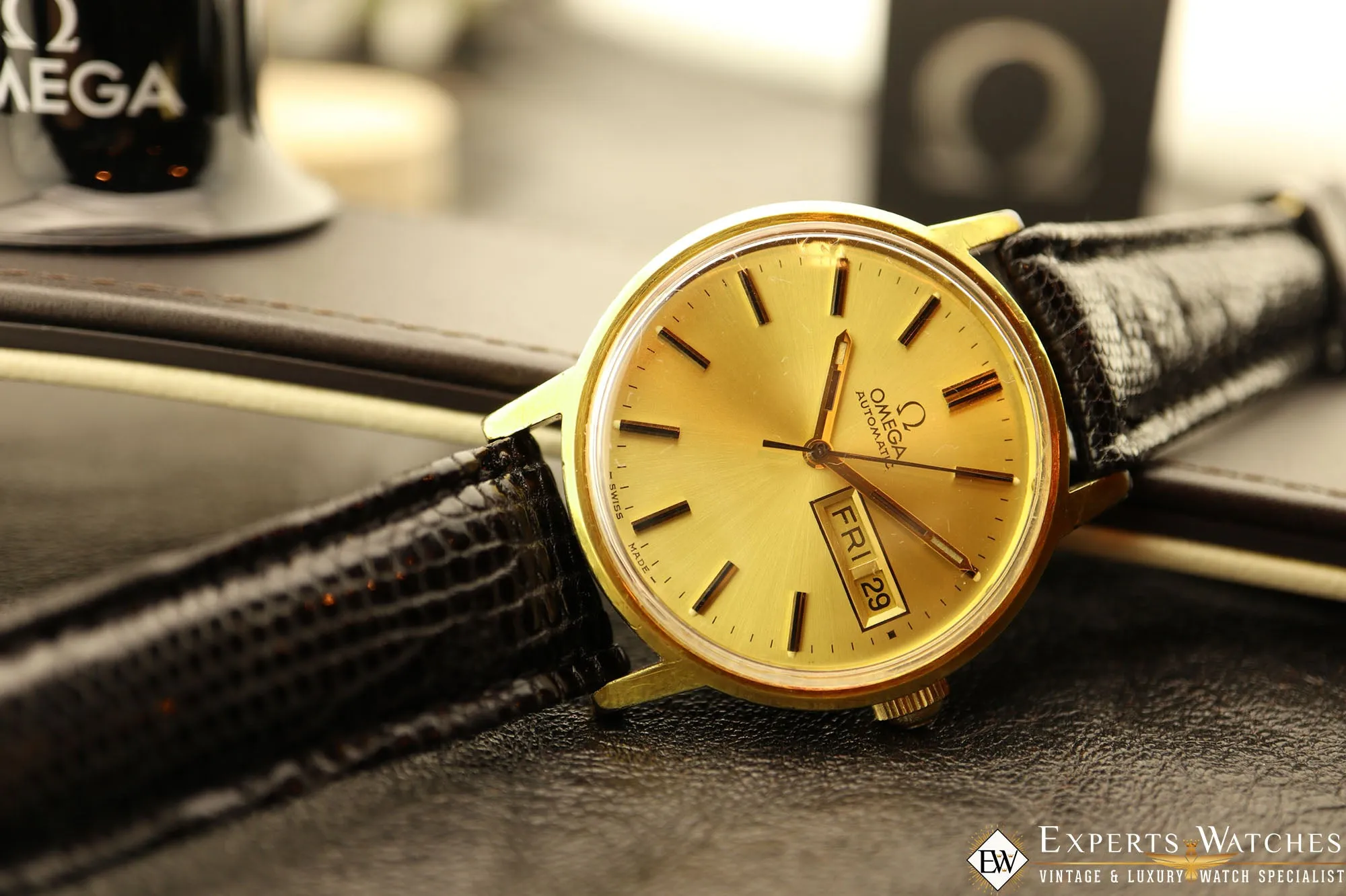 1972 Serviced Vintage Omega Automatic 166.0117 Day Date Watch Gold Dodge Award