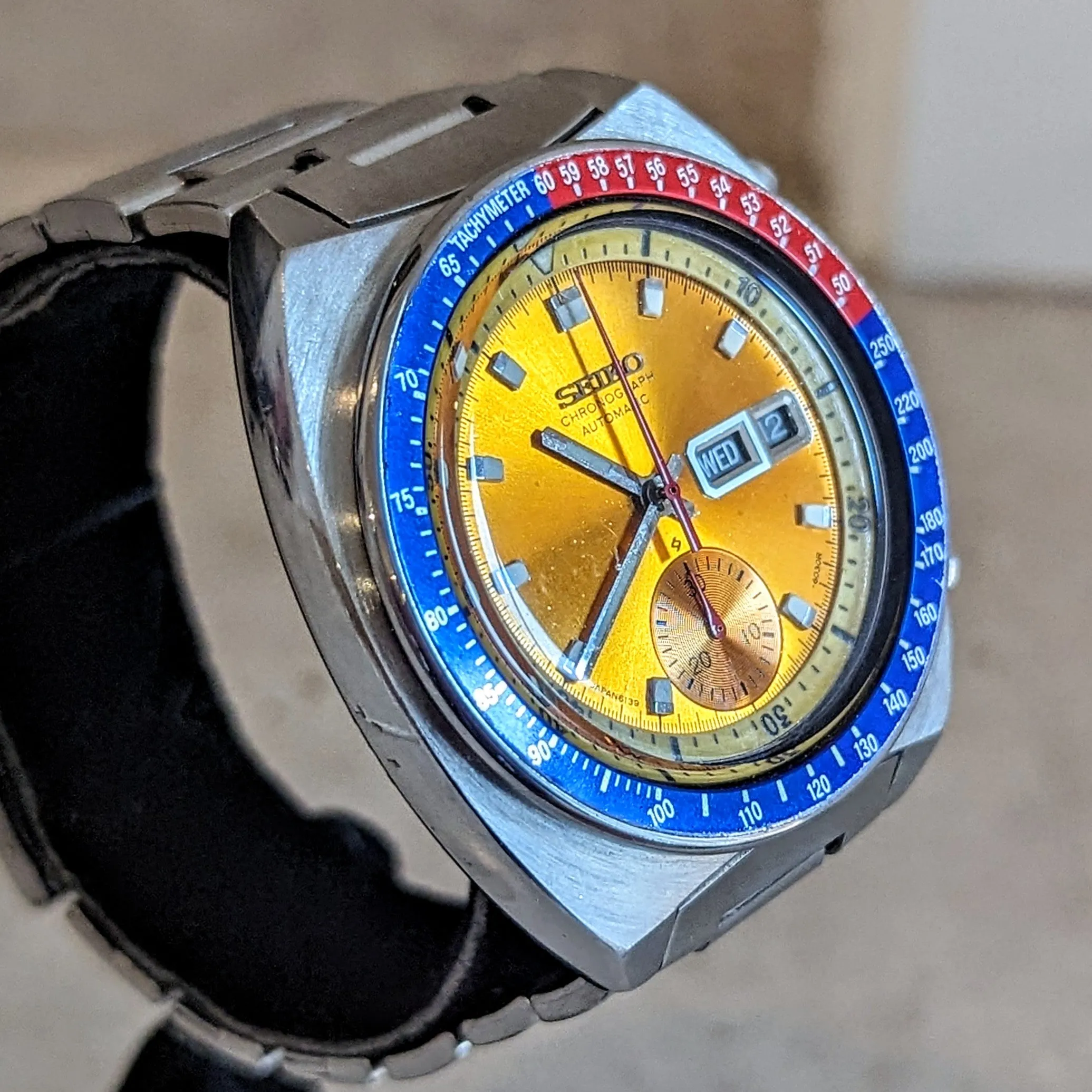 1974 SEIKO Pogue Chronograph Automatic Watch Ref. 6139-6002 Day/Date Wristwatch