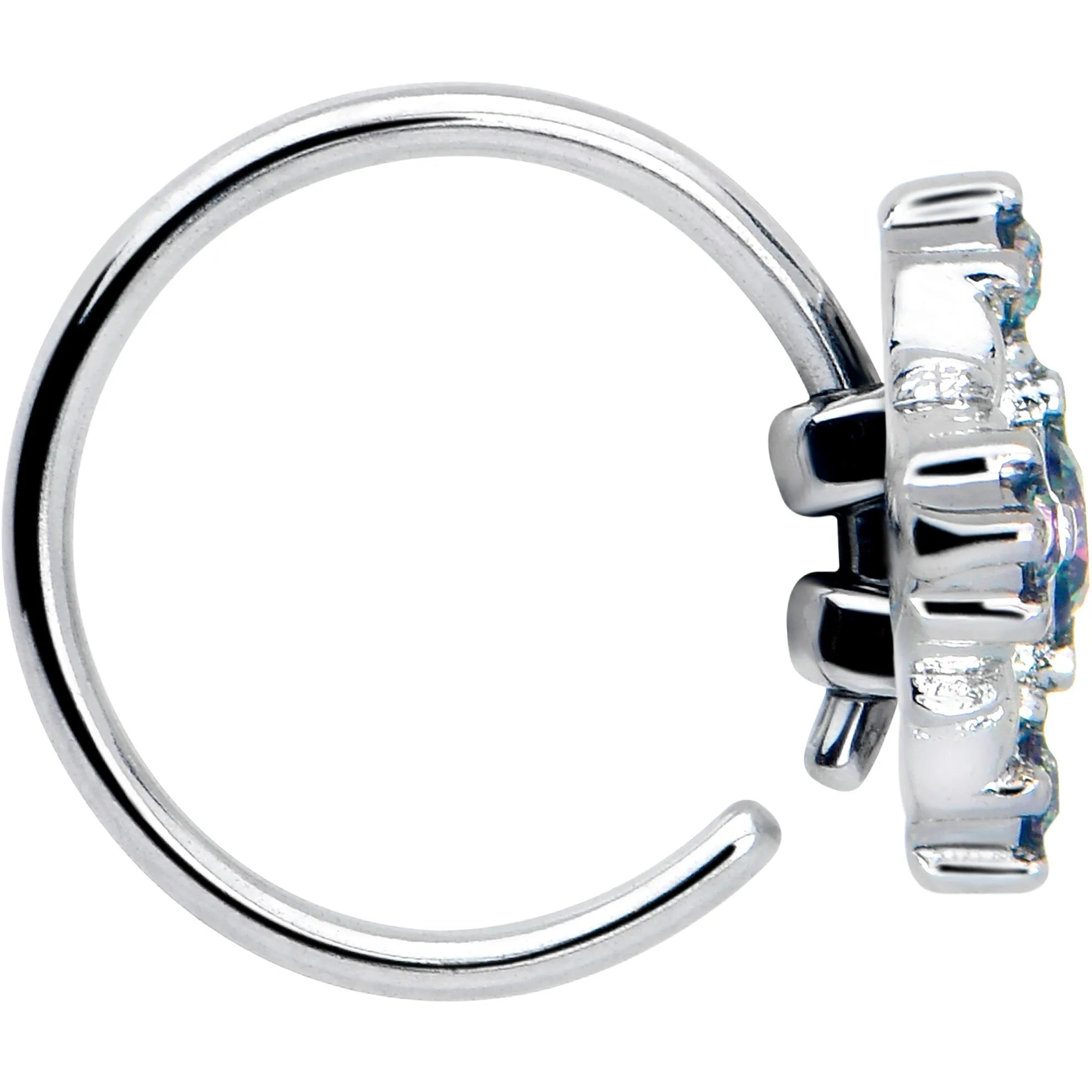 20 Gauge 5/16 Vitrail CZ Gem Beauty Cross Nose Hoop