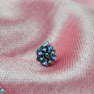 20 Gauge 7mm Pink Gem Skull Cross L Shape Nose Ring