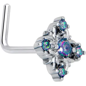 20 Gauge 7mm Vitrail CZ Gem Beauty Cross L Shape Nose Ring