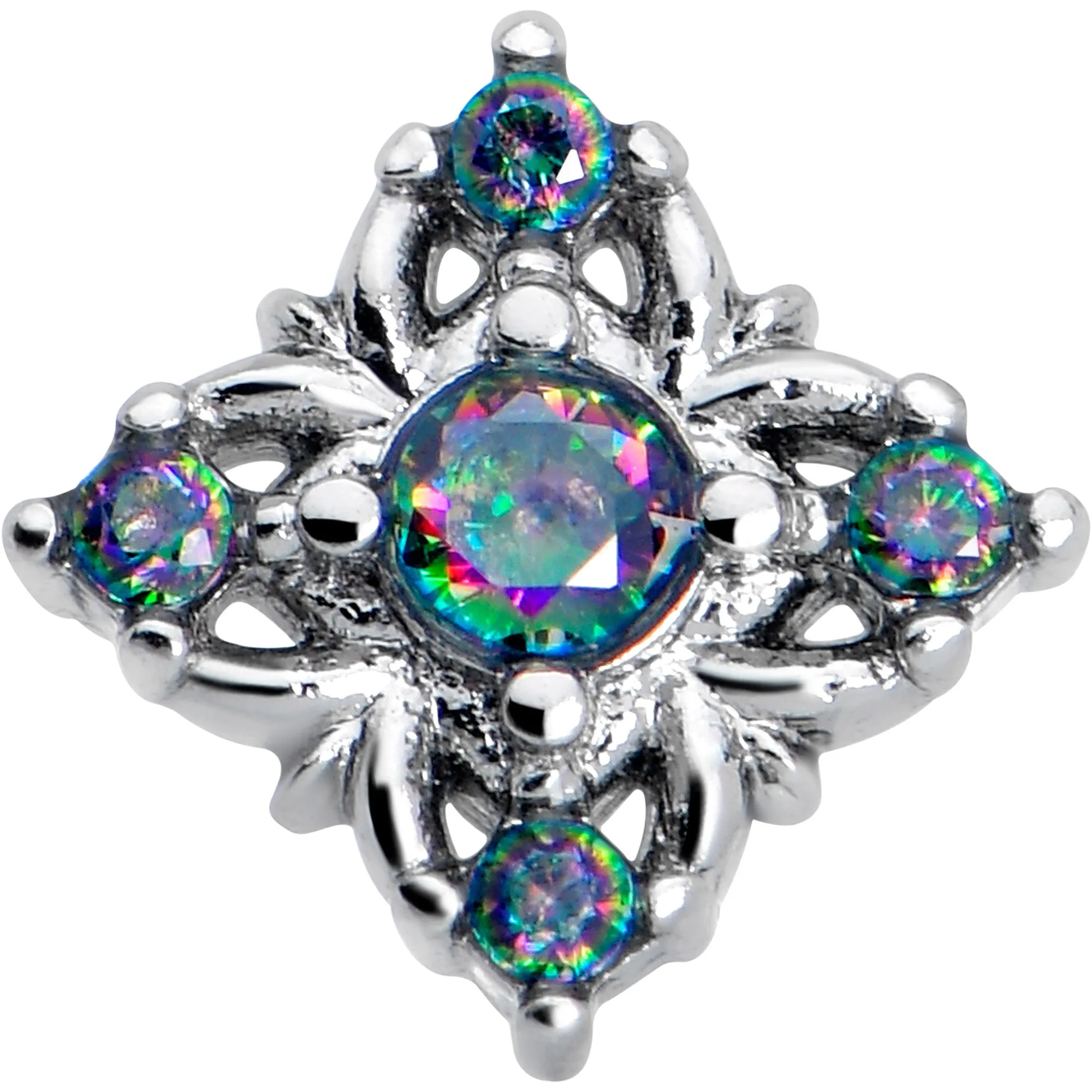20 Gauge 7mm Vitrail CZ Gem Beauty Cross L Shape Nose Ring