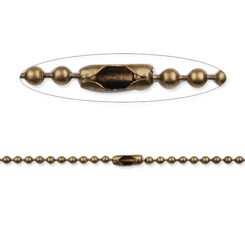 2.4mm diameter Ball Chain Connector, 60cm/24inch long Antique Bronze plated Copper Ball Chain Necklaces;receive as a finished chain，sold as 20per per pkg