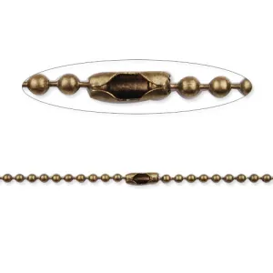 2.4mm diameter Ball Chain Connector, 60cm/24inch long Antique Bronze plated Copper Ball Chain Necklaces;receive as a finished chain，sold as 20per per pkg