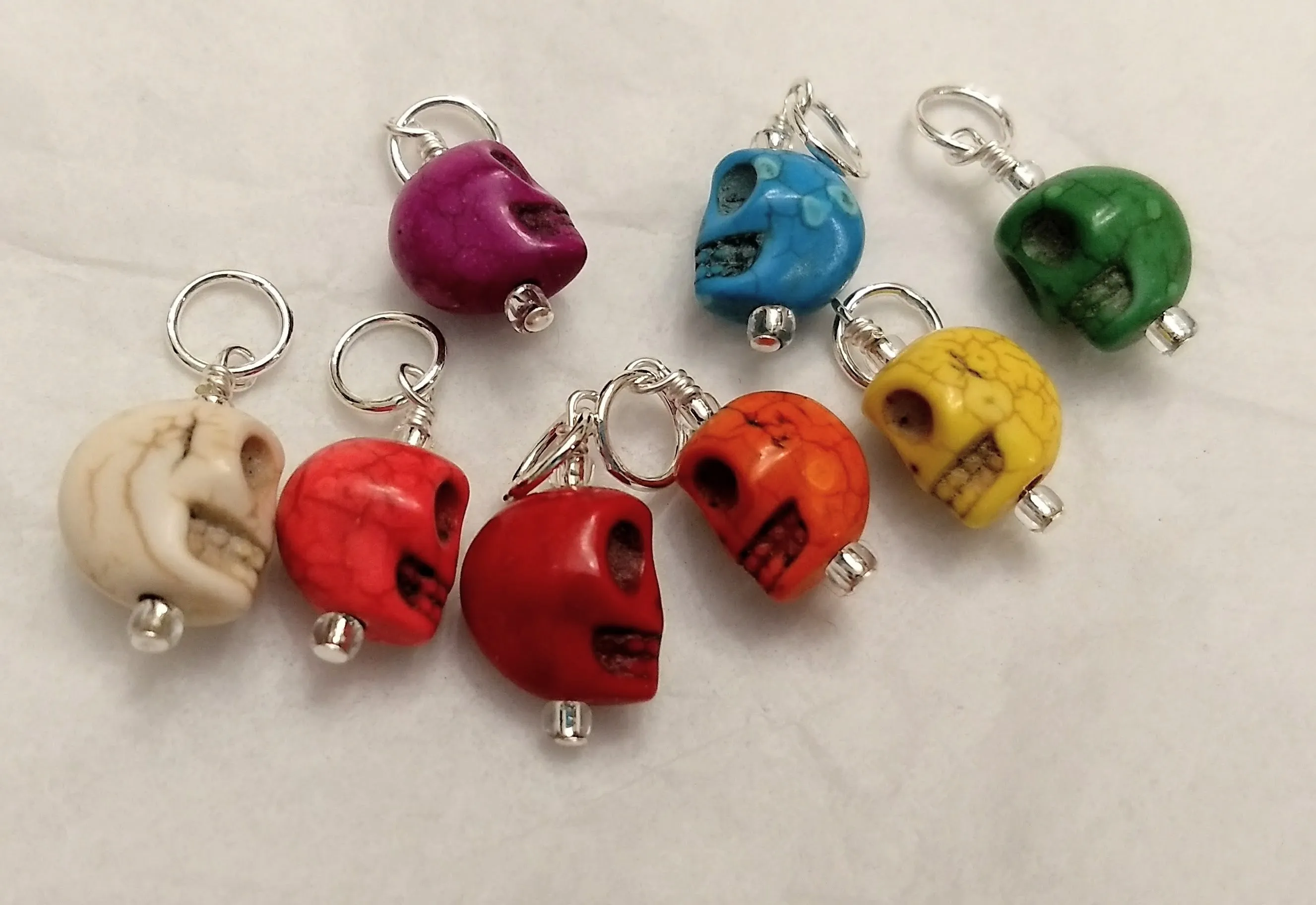 3D Howlite Skull Stitch Marker Set