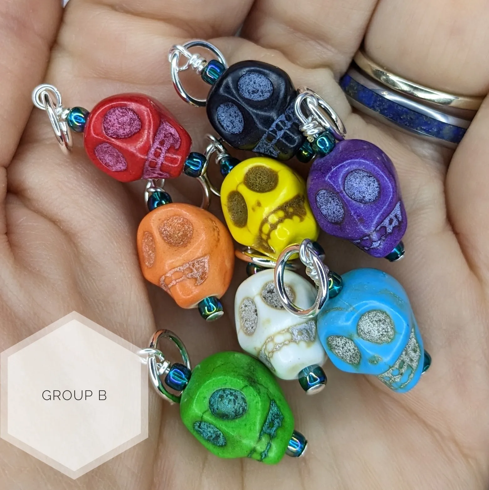 3D Howlite Skull Stitch Marker Set