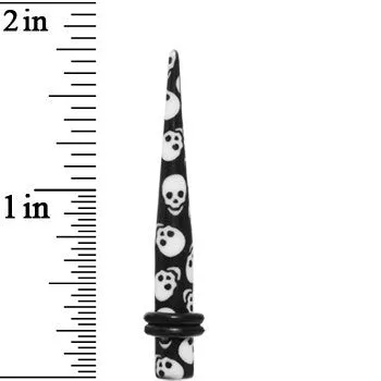 4 Gauge Black White Skulls Acrylic Taper