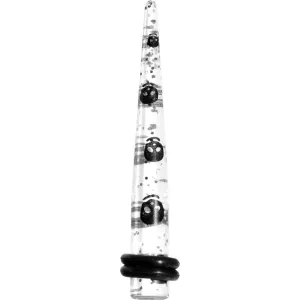 4 Gauge Clear Acrylic Glitter Black Skull Confetti Taper
