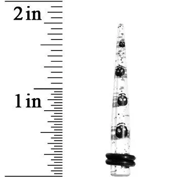 4 Gauge Clear Acrylic Glitter Black Skull Confetti Taper