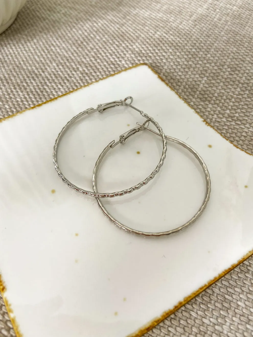 4 Pack Circular Silver Hoops