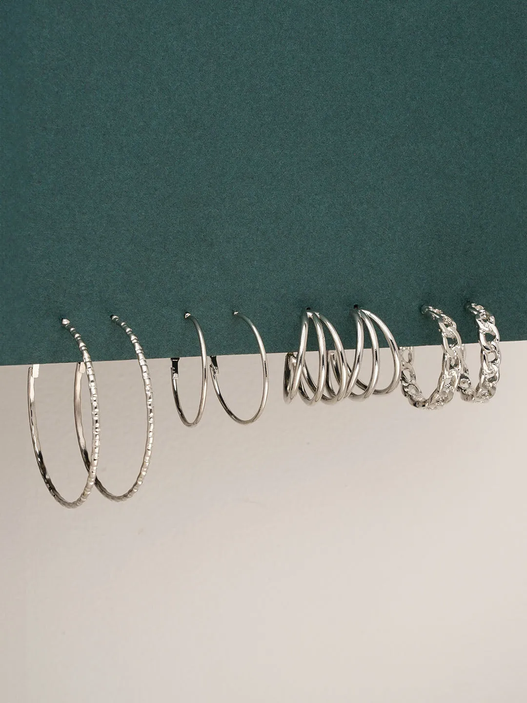 4 Pack Circular Silver Hoops