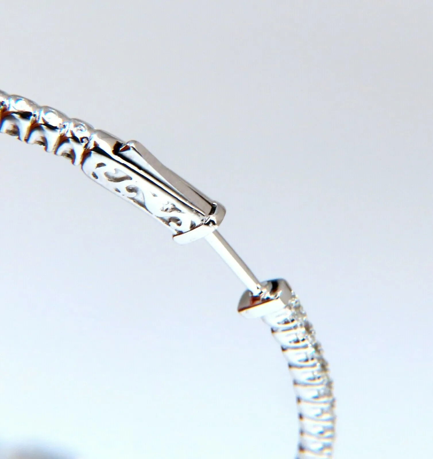 4.07ct Natural round brilliant in/out diamond hoop earrings 14 Karat 2.2 Inch