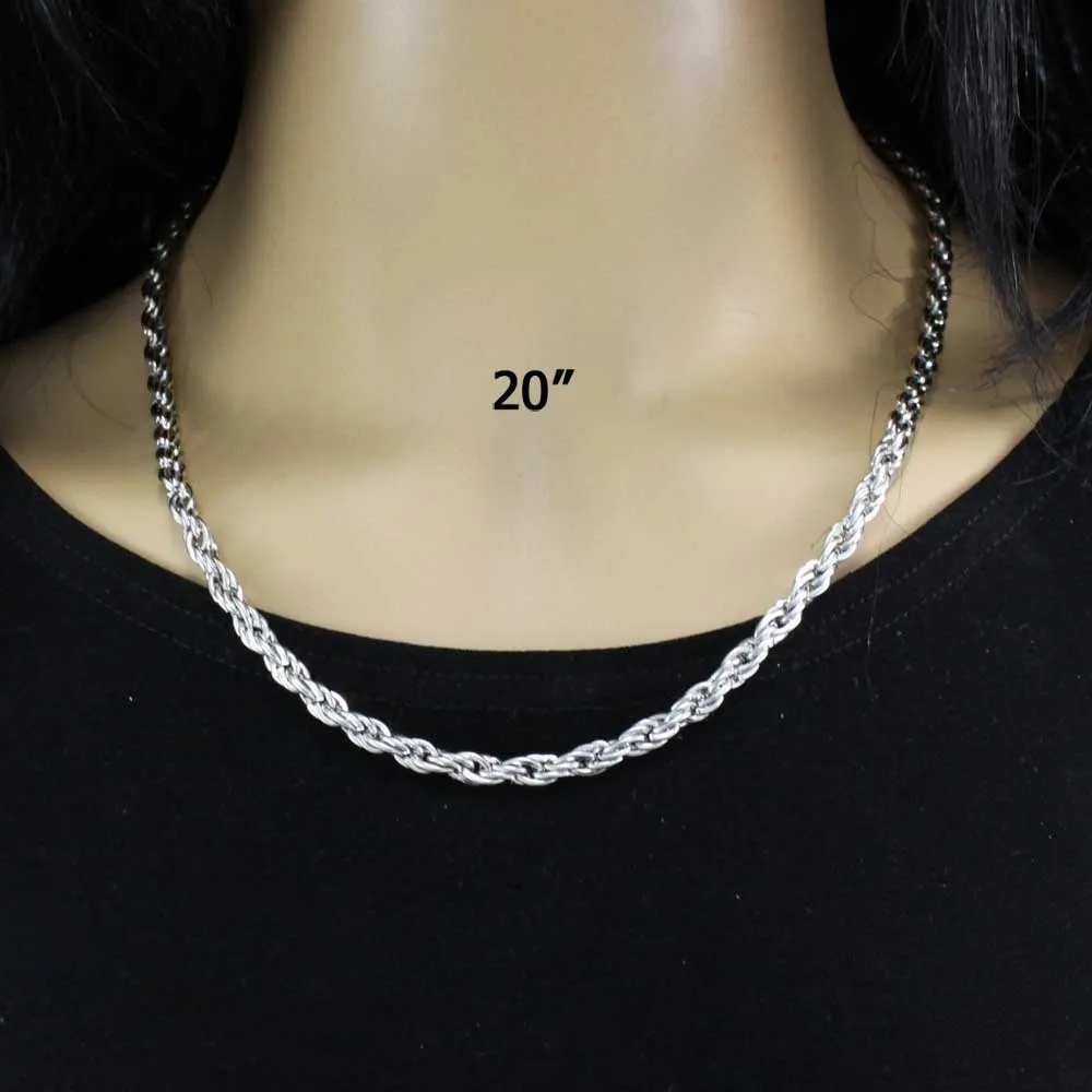 4MM Thick Silver-tone Rope Chain - GP210S