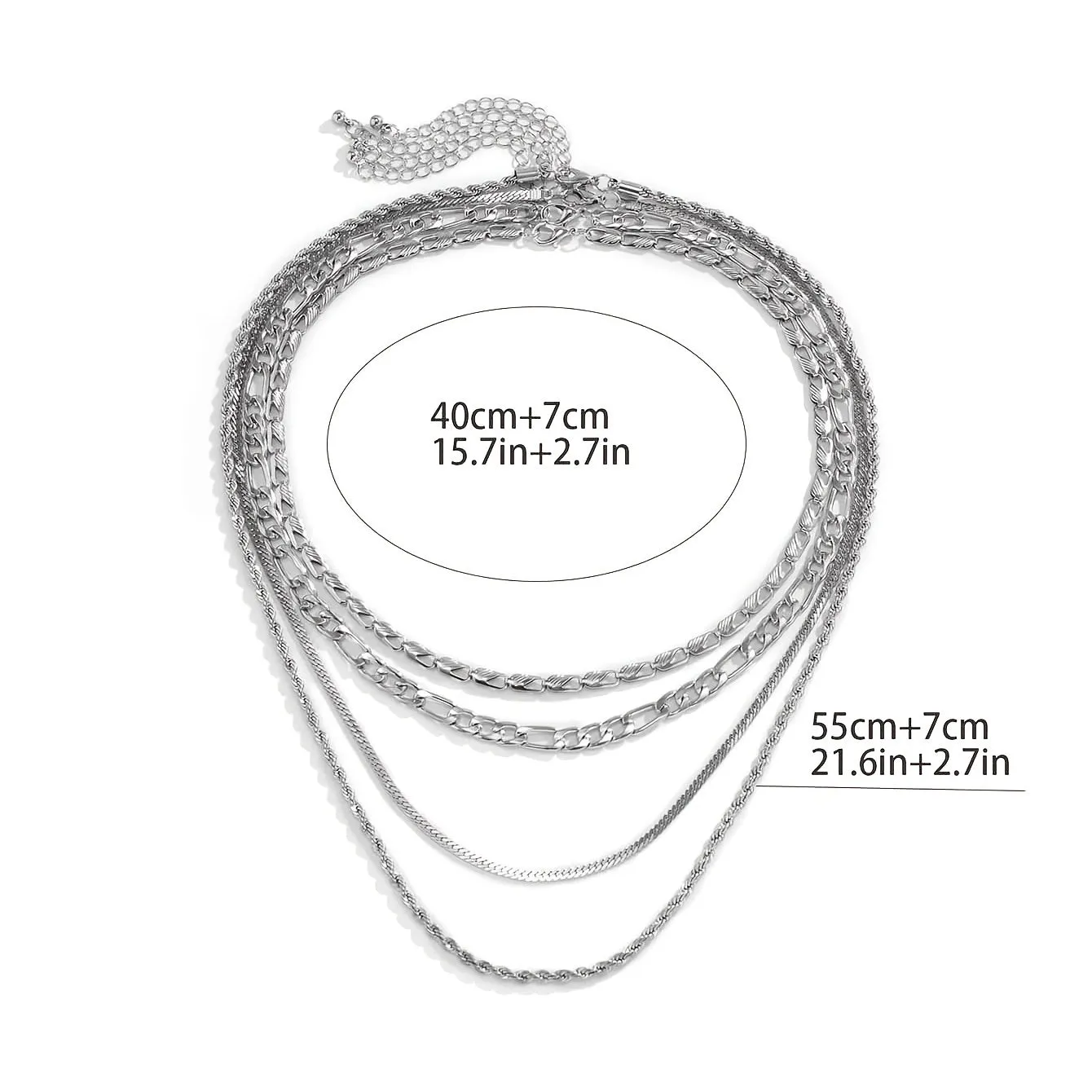4pcs Men's Hollow Chain Multilayer Necklace Set