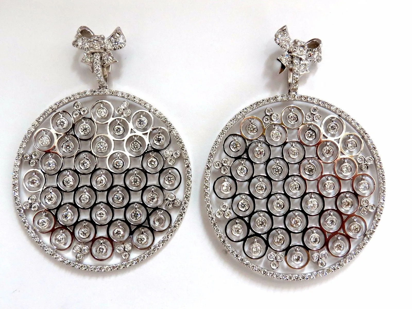 5.70ct natural diamonds floating grill dangle earrings 14kt circles