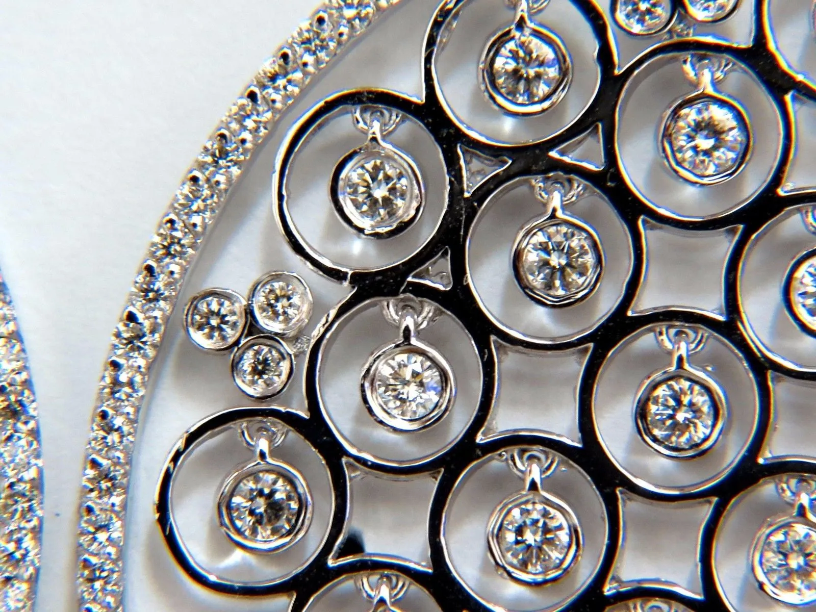 5.70ct natural diamonds floating grill dangle earrings 14kt circles