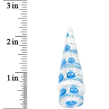 5/8 Clear Acrylic Glitter Blue Skull Confetti Taper