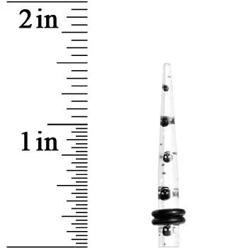 6 Gauge Clear Acrylic Glitter Black Skull Confetti Taper