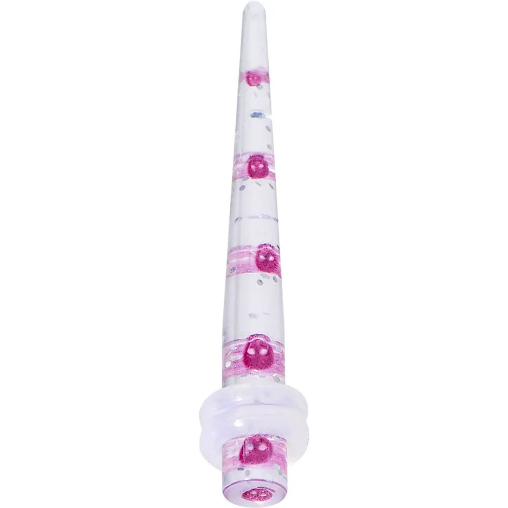 6 Gauge Clear Acrylic Glitter Purple Skull Confetti Taper