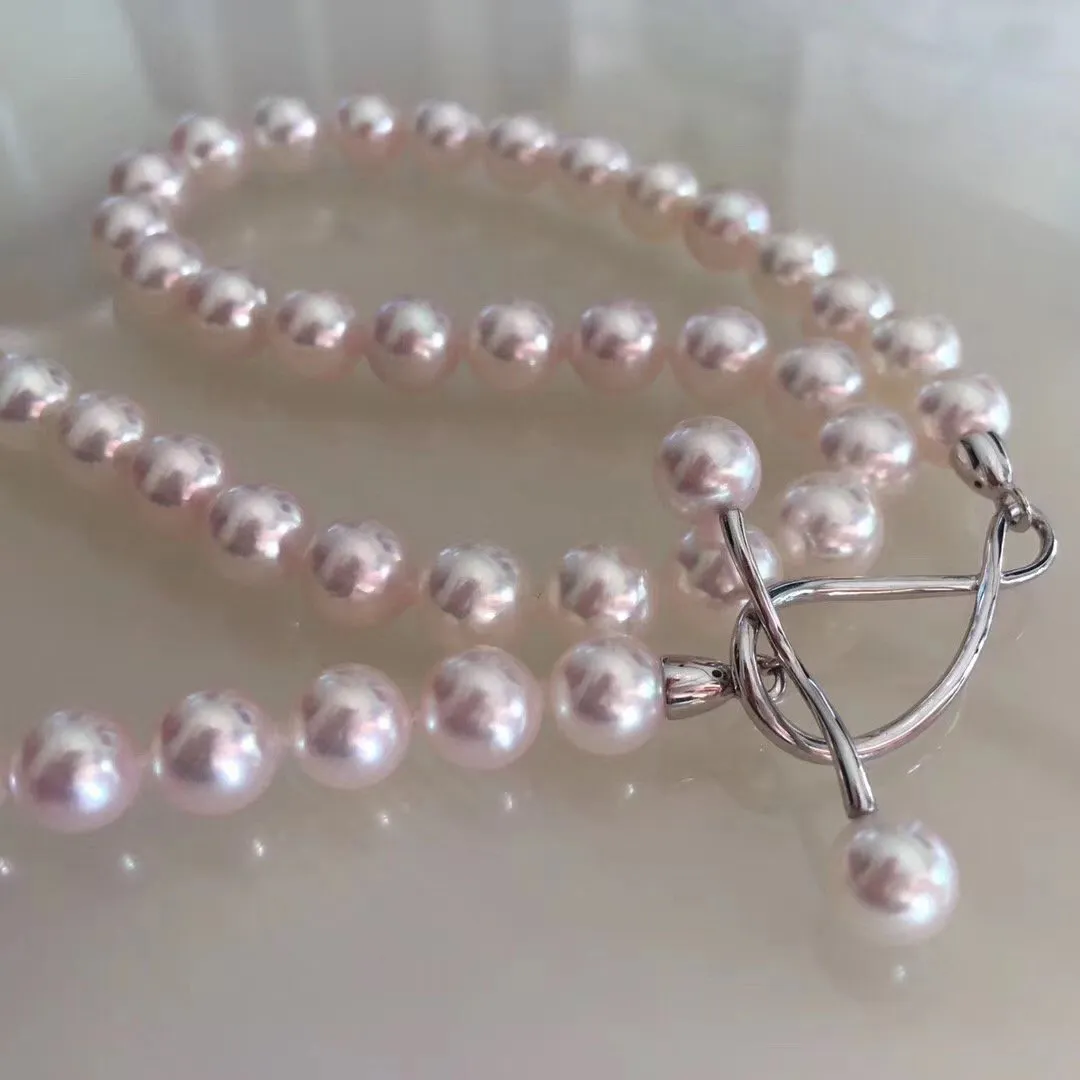 7.5-8.0 mm Japanese Akoya Cultured Choker Pearl Necklace in White