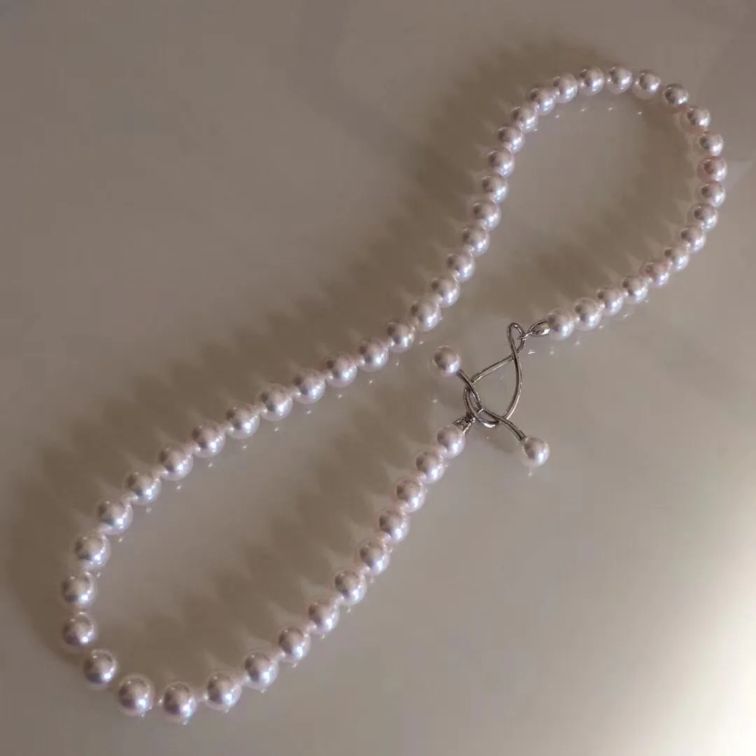 7.5-8.0 mm Japanese Akoya Cultured Choker Pearl Necklace in White