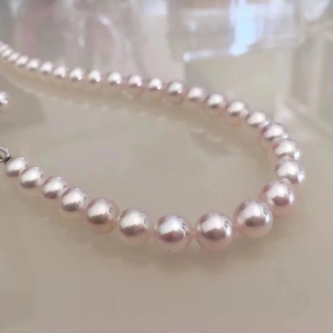 7.5-8.0 mm Japanese Akoya Cultured Choker Pearl Necklace in White
