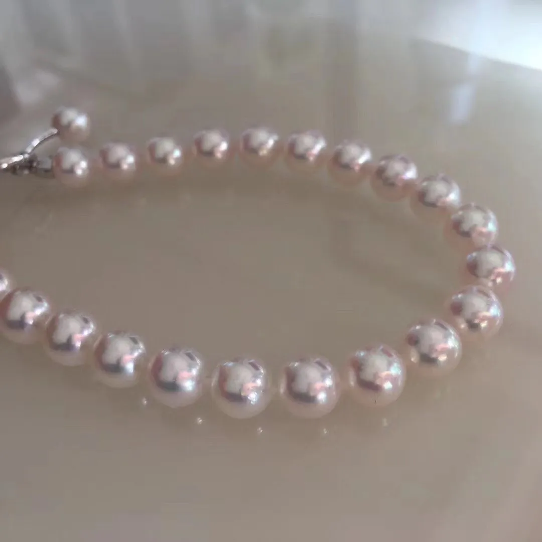 7.5-8.0 mm Japanese Akoya Cultured Choker Pearl Necklace in White