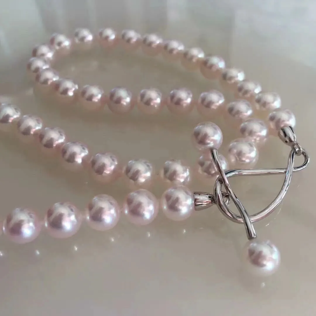 7.5-8.0 mm Japanese Akoya Cultured Choker Pearl Necklace in White