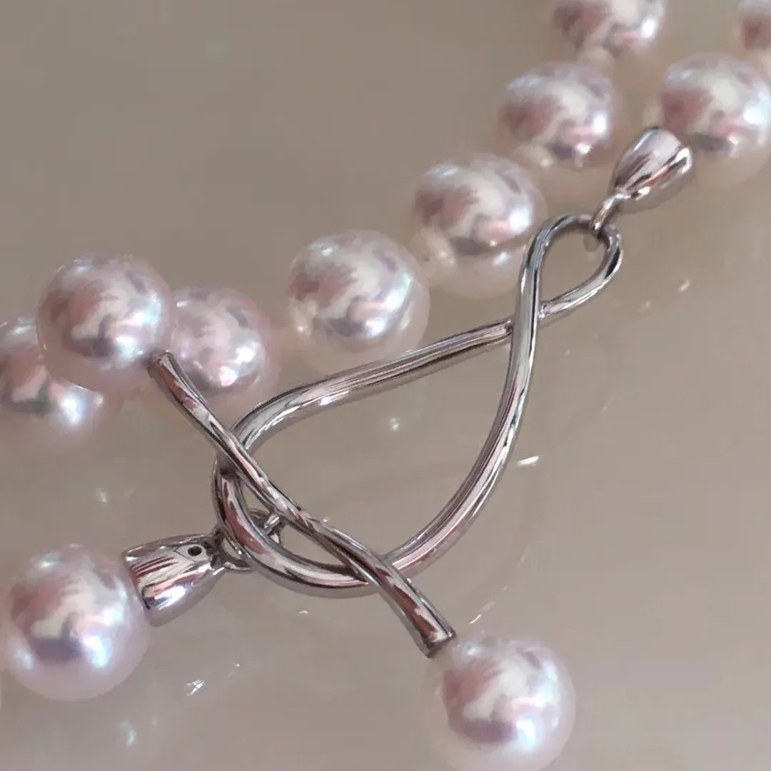 7.5-8.0 mm Japanese Akoya Cultured Choker Pearl Necklace in White
