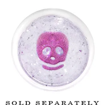 8 Gauge Clear Acrylic Glitter Purple Skull Confetti Taper