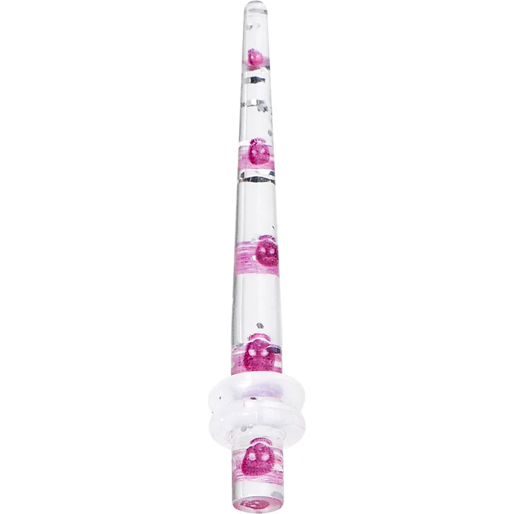 8 Gauge Clear Acrylic Glitter Purple Skull Confetti Taper