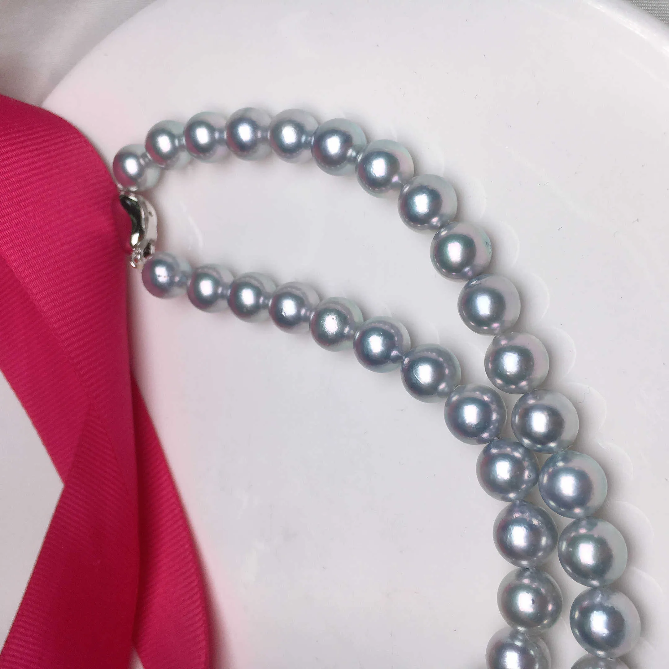 8.0-8.5 mm Japanese Akoya Cultured Pearl Necklace in Blue