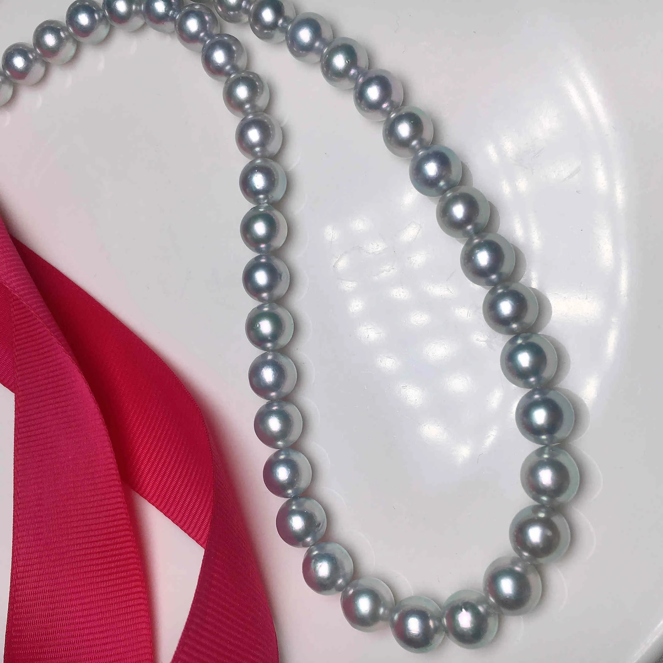 8.0-8.5 mm Japanese Akoya Cultured Pearl Necklace in Blue