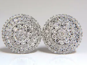 8.00ct Circular Domed Diamond Cocktail Cluster Clip Earrings 18kt 5 Row
