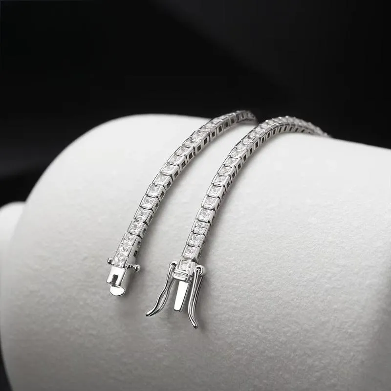 925 Sterling Silver 2mm Tennis Bracelet for Women