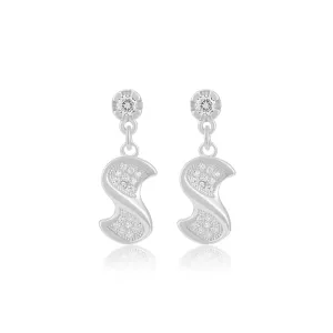 925 Sterling Silver S shaped Circular Dangler Earrings For Women