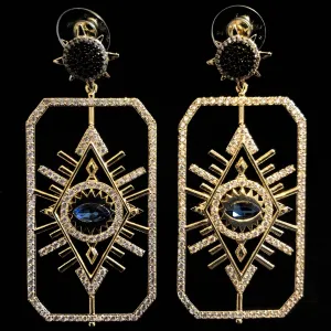 A QUALITY PAIR OF RECTANGULAR TITANIUM EYE EARRINGS