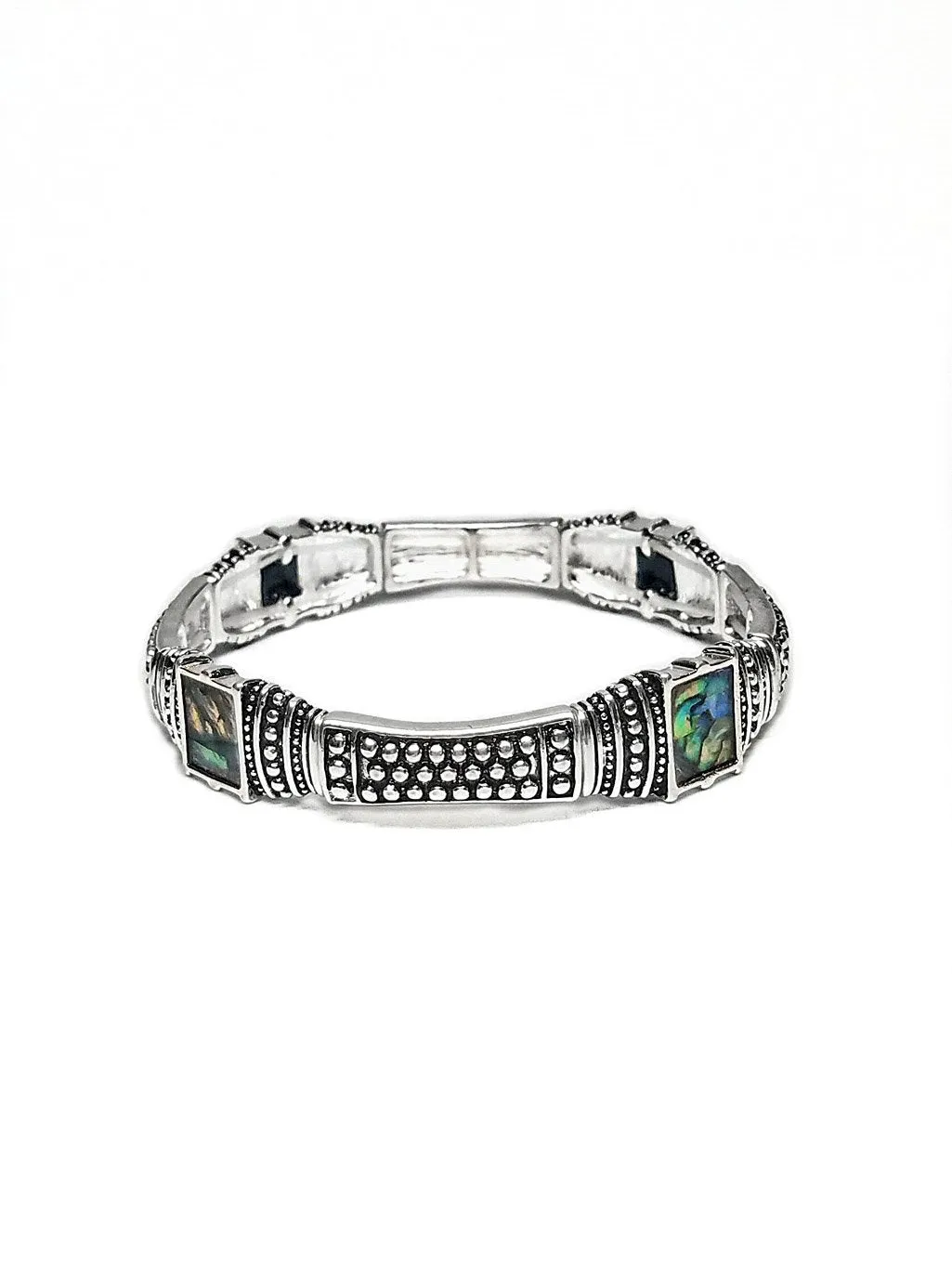 Abalone Stone Vintage Silver Bracelet
