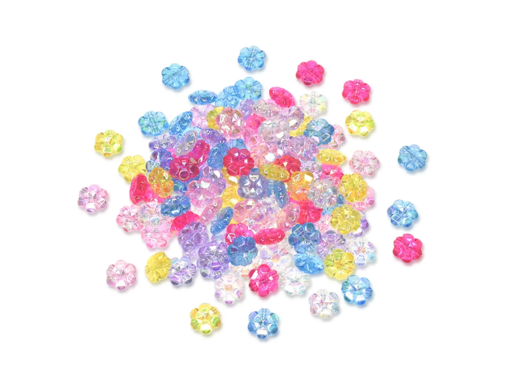 Acrylic Flower Beads 28g Multi Colour