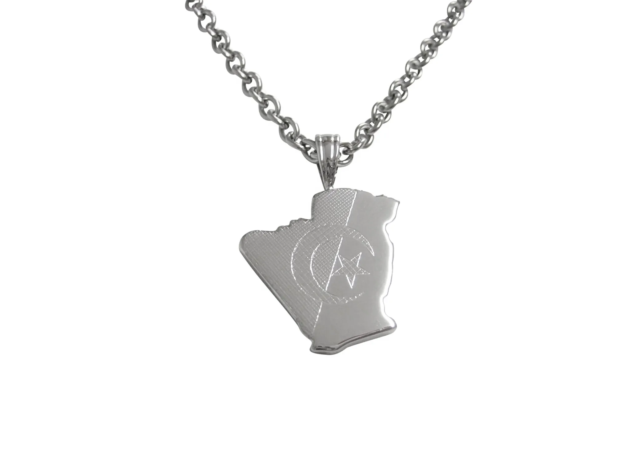 Algeria Map Shape and Flag Design Pendant Necklace