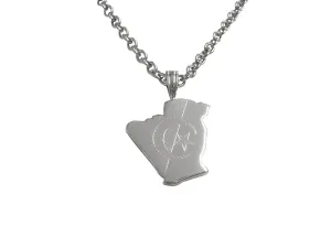 Algeria Map Shape and Flag Design Pendant Necklace