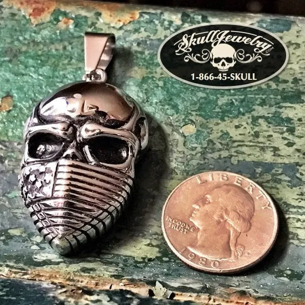 American Flag Skull Pendant (#p445)