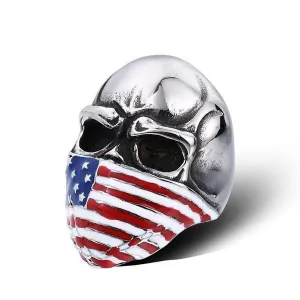 American Flag Skull Ring