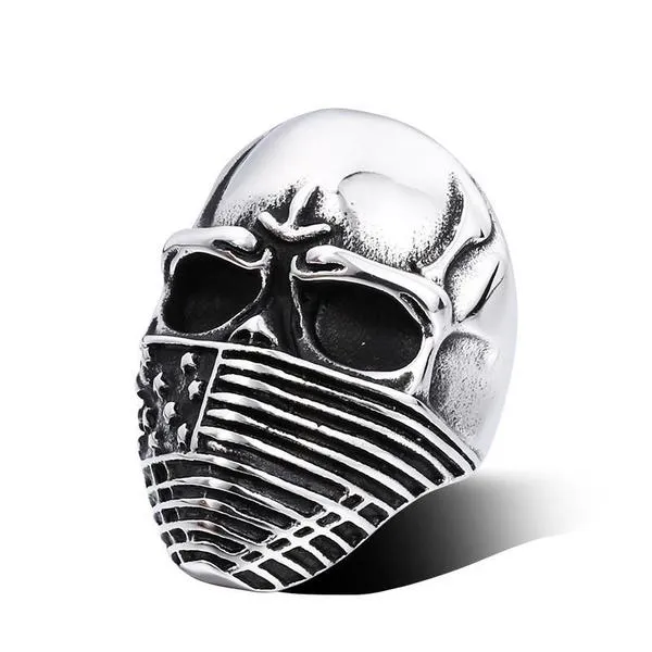 American Flag Skull Ring